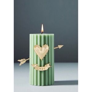 Anthropologie Candle Charm Set Gold‎ Heart Love Banner Arrow Pins 5"Hx3"Lx1"W